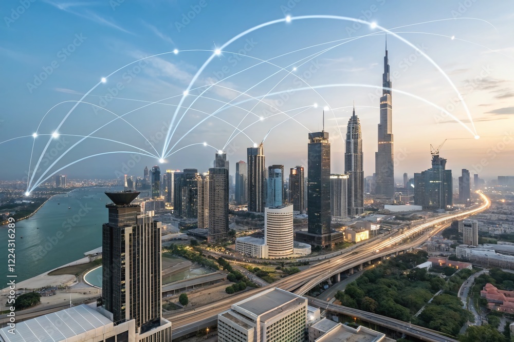 Poster abstract digital technology background loop: clean corporate aerial particle presentation