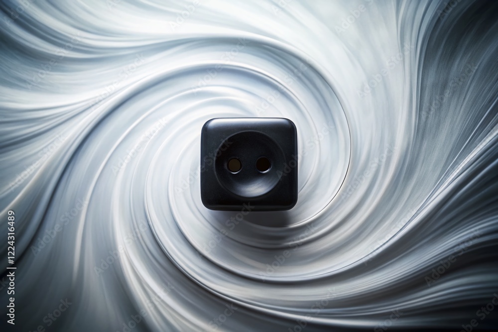 Poster abstract double exposure: black square button on white background - modern minimalist design