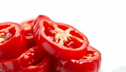 Juicy Red Pepper Slices Close Up Food Photography