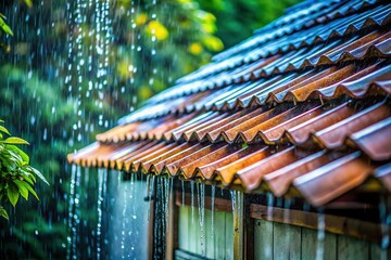 Rain Falling on Modern Corrugated Metal Roof - Dramatic Documentary Style
