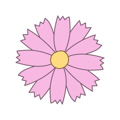 Cute abstract pink flower for design. Clip art of simple flower in flat style. Isolated on white background. Element for creating designs, patterns, decor. Baby flower.