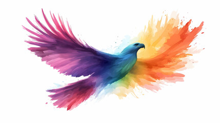 Fototapeta premium Vibrant phoenix in flight artistic rendering abstract colors digital art aerial view symbol of rebirth