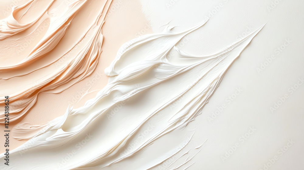 Poster smooth textures of peach and white cream create a blend of soft tones, highlighting abstract beauty 