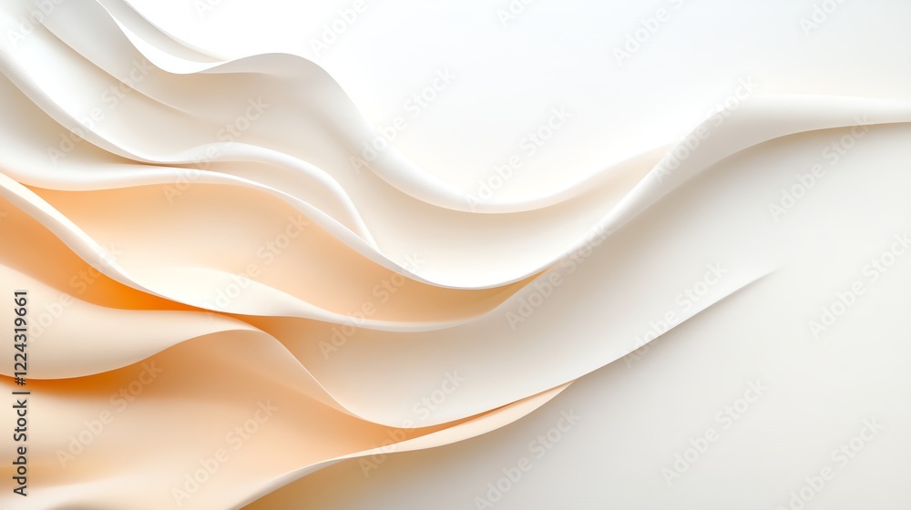Poster elegant abstract waves of soft white and peach colors creating a modern and minimalist background de