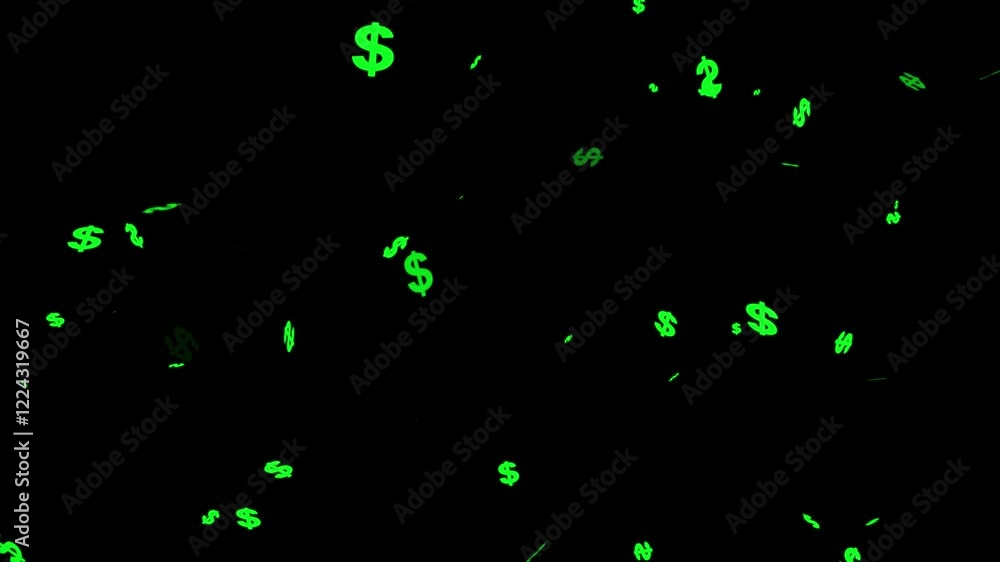 Poster animated dollar sign icon moving, 4k, alpha channel only on 4k.coin bit coin floating animation icon