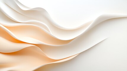 Obraz premium Elegant abstract waves of soft white and peach colors creating a modern and minimalist background design.