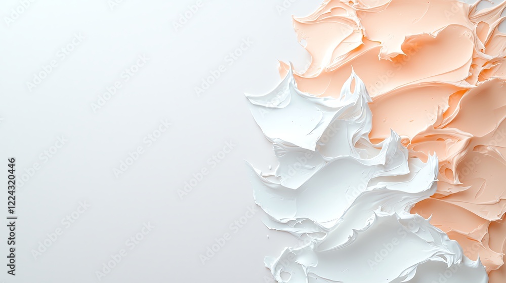 Poster abstract textured pattern with soft peach and white waves on a blank background, ideal for creative 