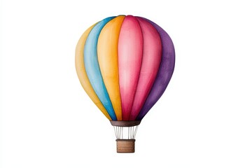Naklejka premium A colorful hot air balloon soaring through the sky, symbolizing adventure and freedom, perfect for travel and exploration themes.
