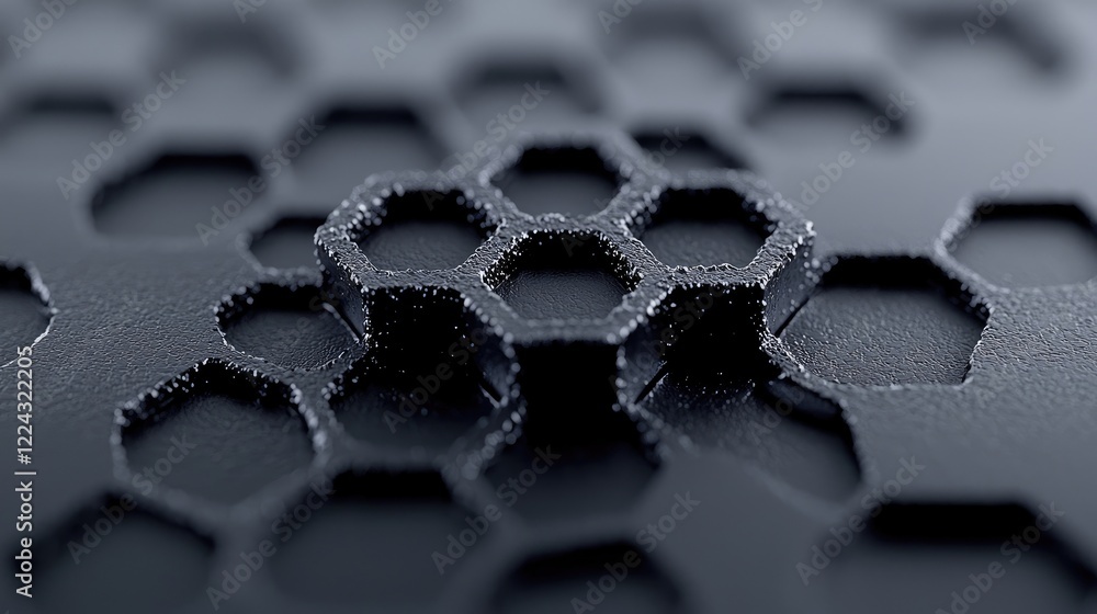 Wall mural abstract hexagonal pattern background, 3d render, technology concept, website design