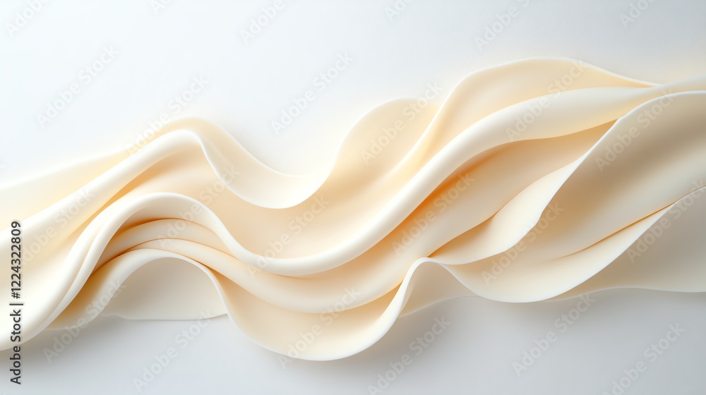 Poster elegant curves of flowing beige fabric create a soft, fluid abstract design on a smooth white backgr