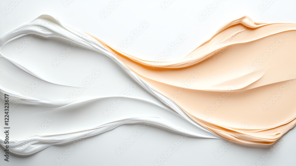 Poster abstract flowing cream and white fabric textures creating a smooth, artistic composition with elegan