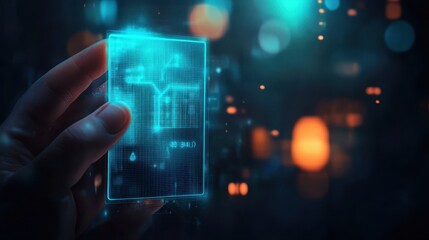 Fototapeta premium Businessman and Digital ID profile Card,Digital Security Privacy concept,digital identification card to accessing databases by digital identity,Cyber security is critical to doing business.