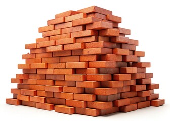Obraz premium Stacked Bricks Isolated on White Background - Construction Material Texture