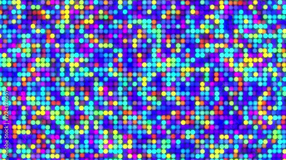 Poster randomly animated squares, lines and circles.particle dots wave on background.
