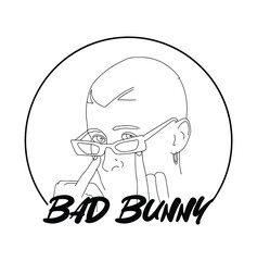 Bad Bunny Vector, Bad bunny vector line drawing