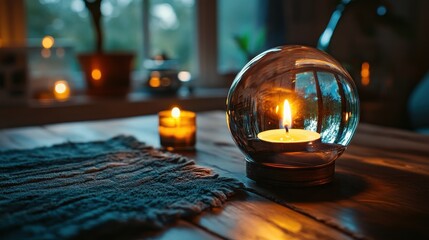 Cozy Candlelit Atmosphere with Decorative Globe
