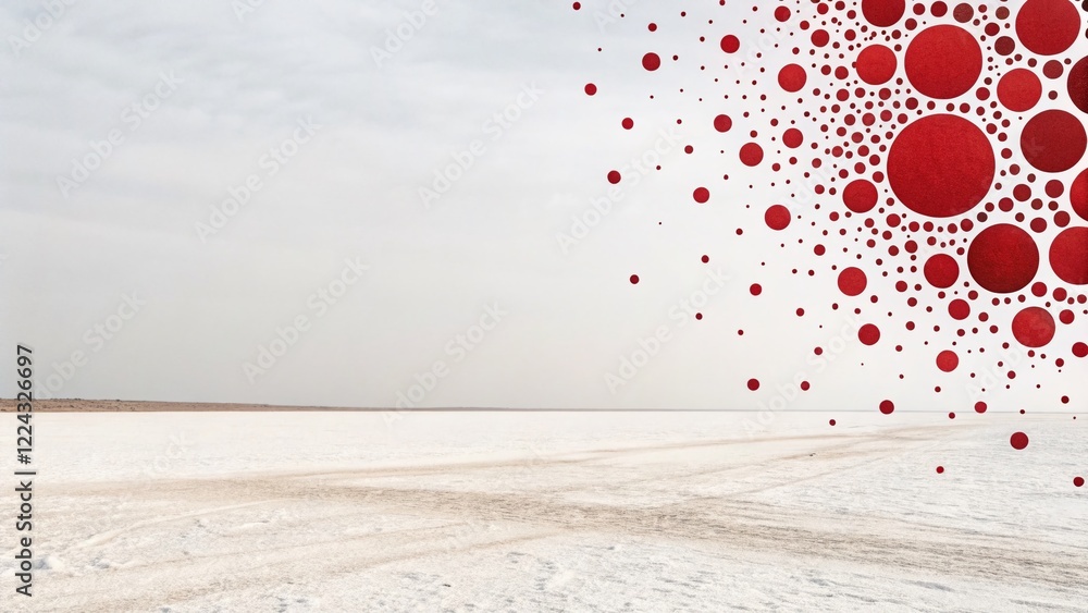 Poster abstract red dot pattern background with copy space - right side