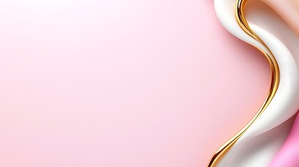 Elegant Abstract Background with Pink, White, and Gold Flowing Waves