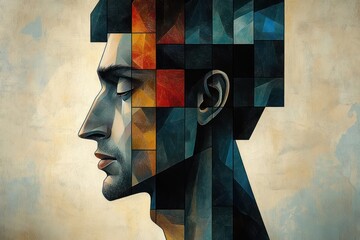 Abstract Illustration Concept of Mental Health and Disorders Depicting Depression and Psychosis