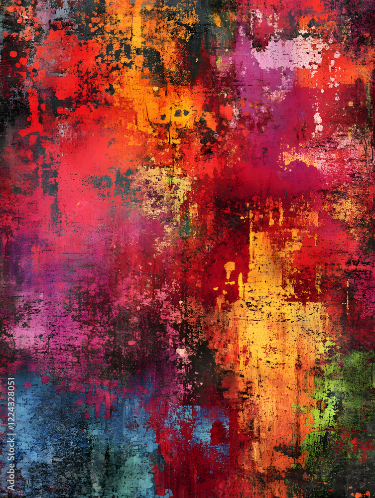 Poster Vibrant Abstract Artwork with Bold and Colorful Expressive Brushstrokes : Generative AI