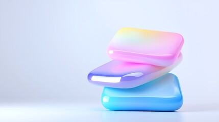 Pastel Colored Geometric Shapes Stacked on a Light Background