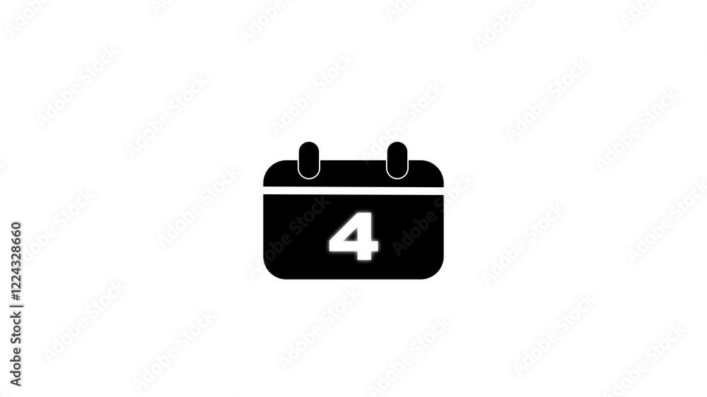 Poster 4 calendar icon in solid style represents scheduling. symbolizes dates, plans, and daily organizatio