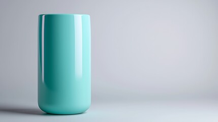 Glossy Teal Cylinder on White Background