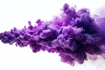 Abstract Violet Ink Smoke, Purple Cloud, Isolated Background - Stock Photo
