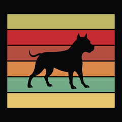 Vintage Sunset Scene Featuring American Staffordshire Terrier Silhouette
