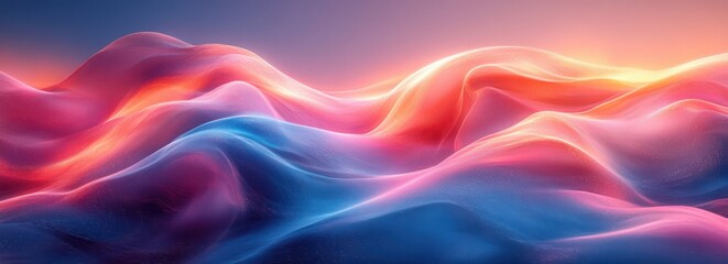 Obraz premium Abstract Vibrant Pink Blue Gradient Landscape Digital Art Fluid Motion Glowing Background