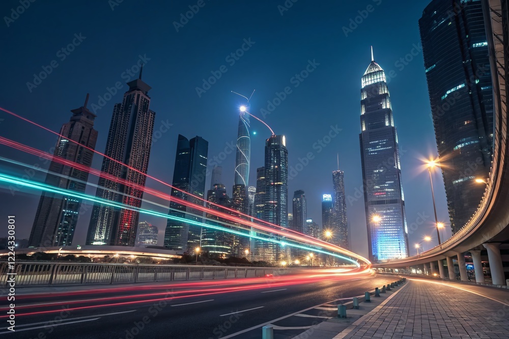 Poster accelerated text animation: futuristic architecture speed visualization