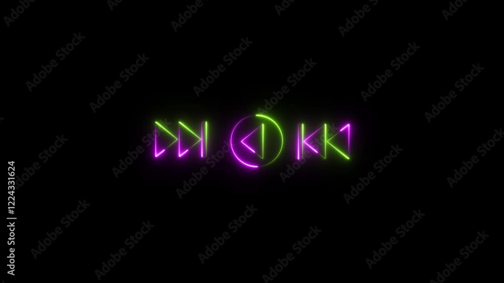Poster play button sign with neon circle animation.play button icon animation.start button icon sign video.