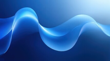 3D Render Abstract Blue Neon Background Smooth Wavy Lines Ethereal Light Minimalist Graphic