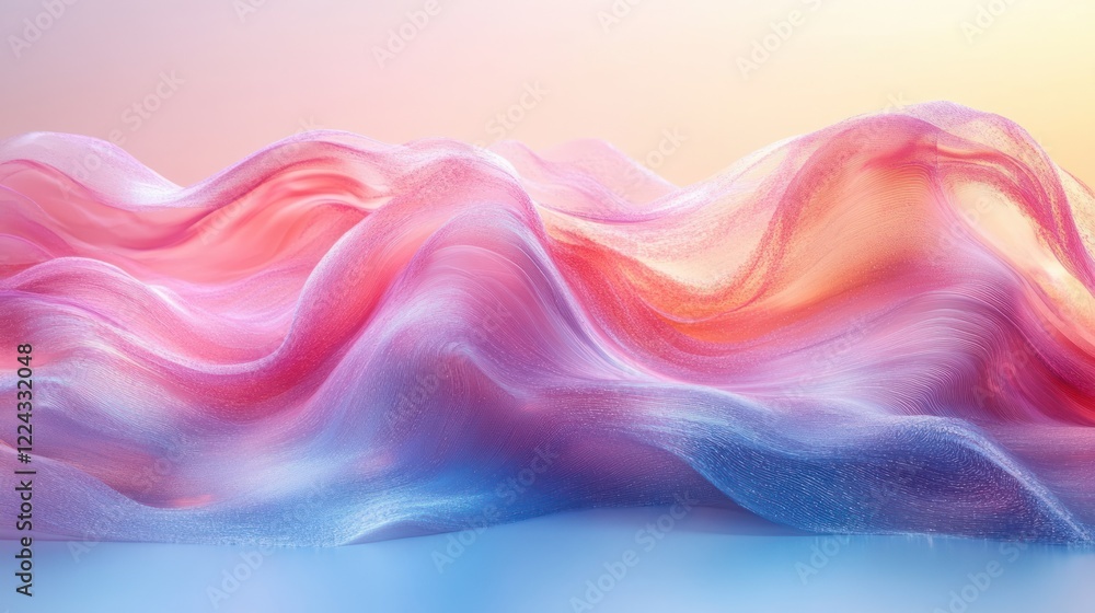 Poster abstract pastel wave dynamic flowing glass minimalist design 3d render