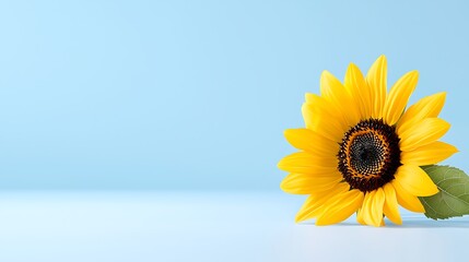 Vibrant Yellow Sunflower on a Light Blue Background