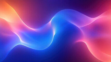 Obraz premium Vibrant Abstract Composition of Flowing Curves in Neon Blue and Pink Gradient with Soft Light