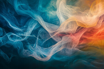 Obraz premium Abstract colorful smoke swirling gracefully in a dynamic pattern against a dark background
