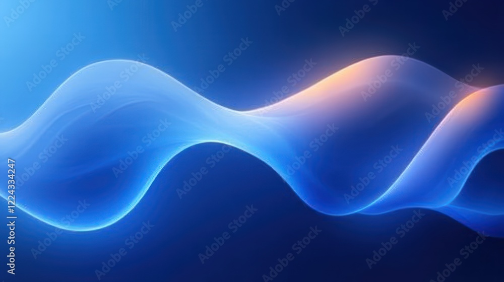 Aufkleber abstract blue gradient background with smooth wavy lines and ethereal light