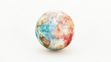 Fototapeta premium Watercolor hand painted planet Earth isolated on white background. Symbol of life,Environmental problems and environmental protection ecology,Hand drawn Globe watercolour paint,Earth Day.