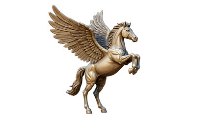 Majestic Bronze Pegasus Statue 3D Render isolated on white background. Generative AI