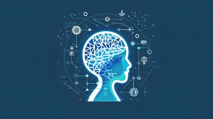 A futuristic background filled with vector elements representing future technology circle, artificial intelligence, and big data.