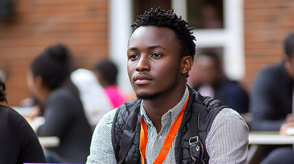 Thoughtful student engaged in outdoor study session