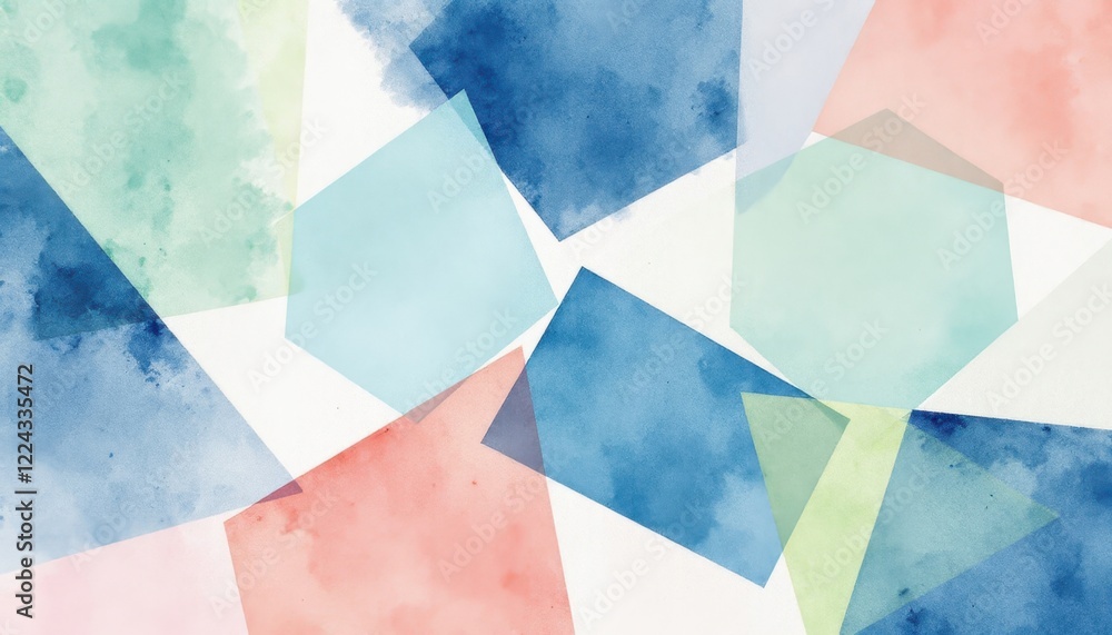 Aufkleber abstract geometric watercolor pattern with colorful hexagons and rectangles