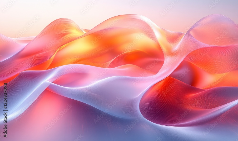 Poster futuristic abstract design with smooth transparent shapes and ethereal lighting