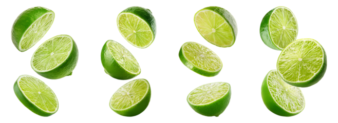 Floating Lime Slices on a transparent Background

