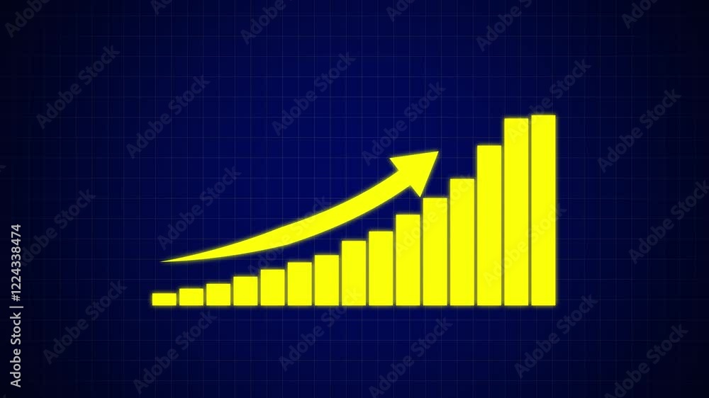 Poster abstract business growth and graph chart icon animation background.business growing graph arrow.