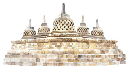 PNG Borobudur watercolor borobudur architecture.