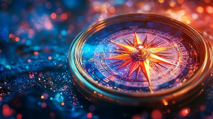 A compass with glowing colorful energy radiating from it high quality 