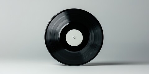 Fototapeta premium Classic black vinyl record on minimalist white background for music lovers and retro design