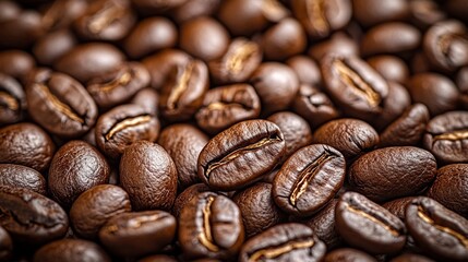 Fototapeta premium Panoramic coffee beans texture for cafe branding design or kitchen background